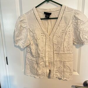 Chic White Eyelet Blouse